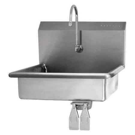 Wall Mount, 1 Hole, Dual Knee Pedal, Silver, Hand Sink MPN:608-0.5