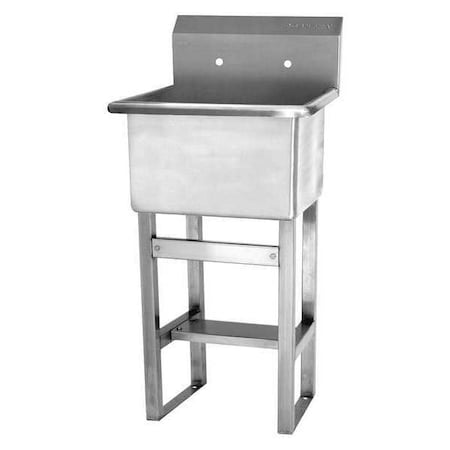 Utility Sink 18 in x 18 in, 1, 2, Floor Mount, 14 ga. 304 Stainless Steel MPN:U1818