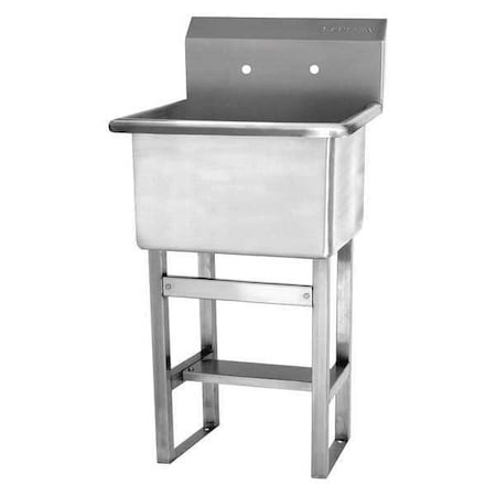 Utility Sink 24 in x 24 in, 1, 2, Floor Mount, 14 ga. 304 Stainless Steel MPN:U2424