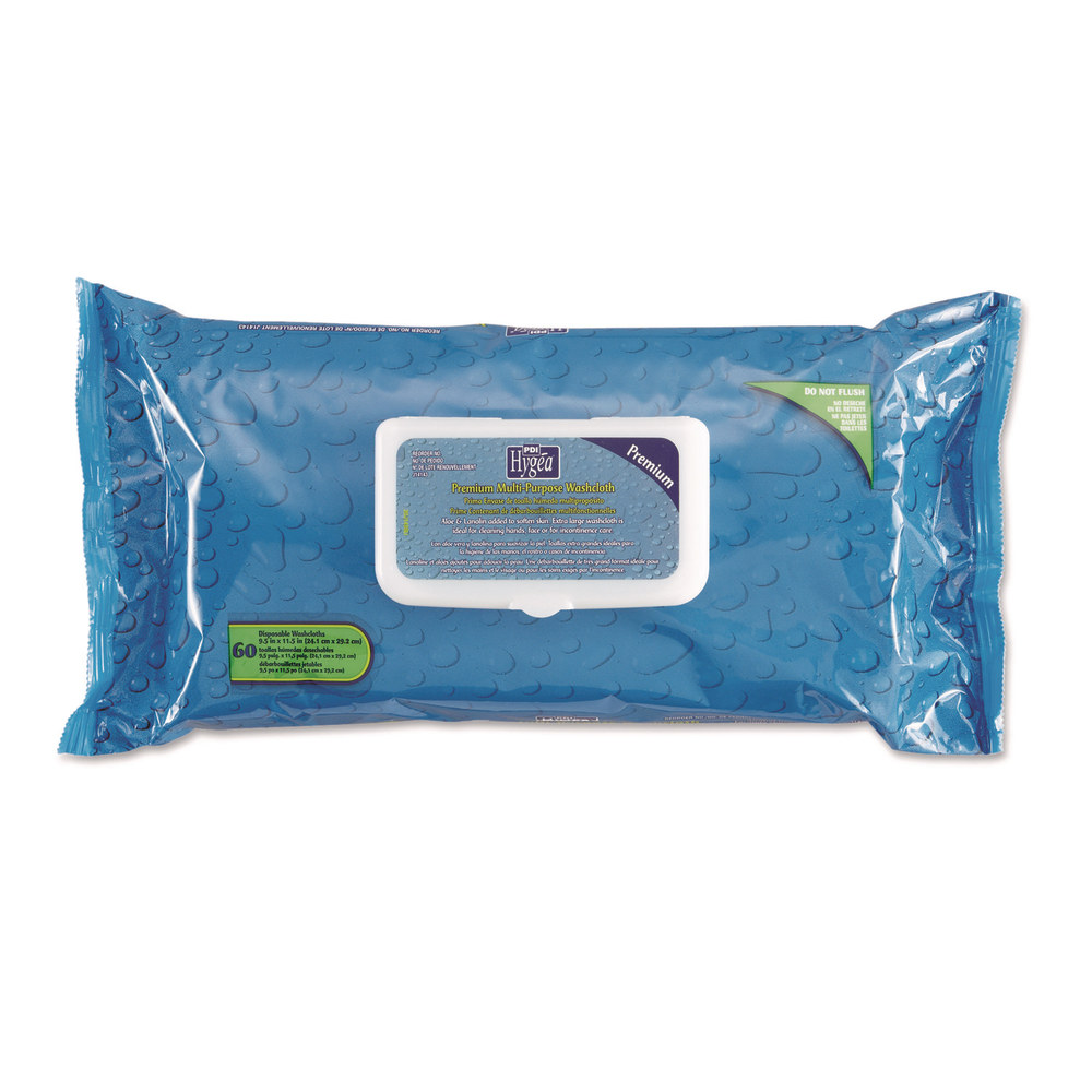 Sani Professional Hygea Adult Wash Cloths, 1-Ply, 9.5 x 11.5, Unscented, White, 60 Wipes/Tub, 6 Tubs/Carton MPN:J14143