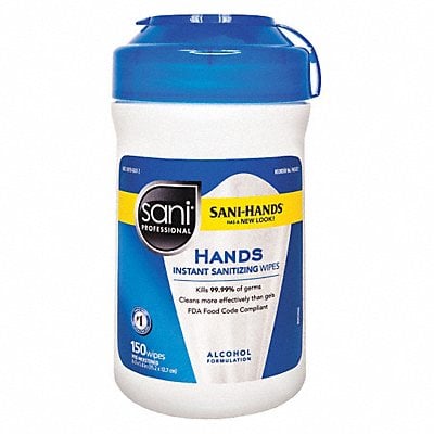 Sanitizer Wipes Canister 6 x 6-3/4 PK12 MPN:P43572