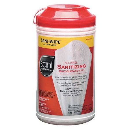 Sanitizing Wipes, Canister, 175 Wipes, PK6 MPN:P66784