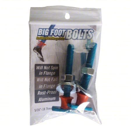BigFootToiletBoltKit, 2.5inL, 2.5inW, Metal MPN:BFBL