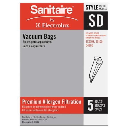 Disposable Vacuum Bag, SD, PK5 MPN:63262B