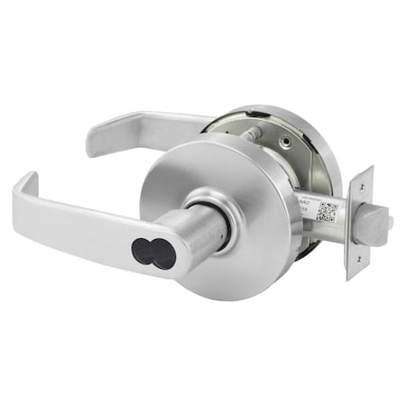 Grade 1 Storeroom/Closet Cylindrical Lock, L Lever, L Rose, LFIC Disposable Construction Core, Satin MPN:60-10XG04 LL 26D