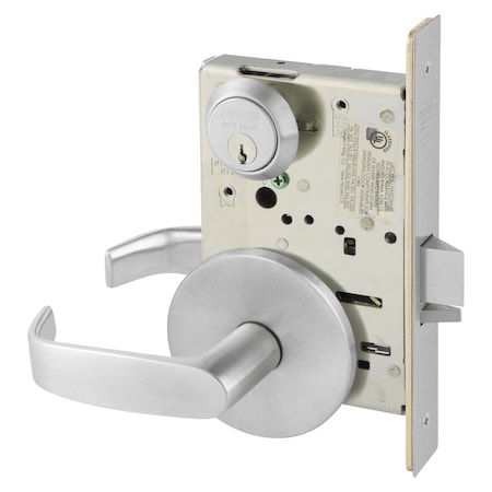 Grade 1 Storeroom or Closet Mortise Lock, Conventional Cylinder, ASA Strike, Satin Chrome MPN:8204 LL 26D