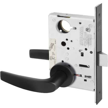 Grade 1 Passage or Closet Mortise Lock, B - Lever, LN - Rose, ASA Strike, Black Suede Powder Coat MPN:8215 LNB BSP