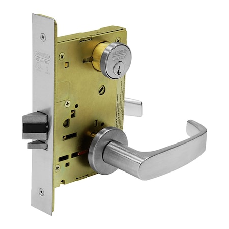 Fail Secure, 24V Electrified Mortise Lock, LN Rose, L Lever, Satin Chrome MPN:8271-24V LNL 26D