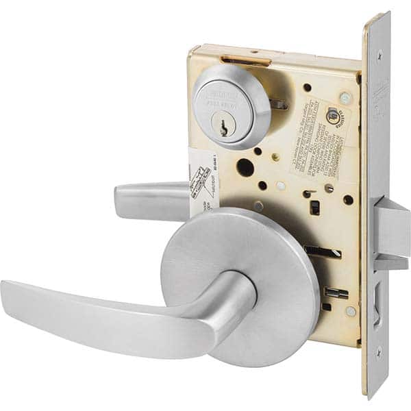Lever Locksets; Type: Office; Door Thickness: 1-3/4; Key Type: Conventional; Back Set: 2-3/4; For Use With: Commercial Doors; Finish/Coating: Satin Chrome; Material: Steel; Material: Steel; Door Thickness: 1-3/4; Lockset Grade: MPN:8255 LB 26D