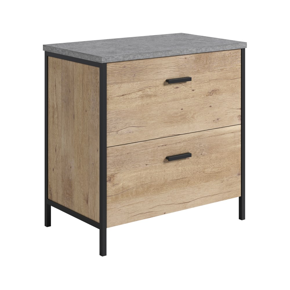 Sauder Market Commons 30inW x 18inD Lateral 2-Drawer File Cabinet, Prime Oak/Slate Gray MPN:431297