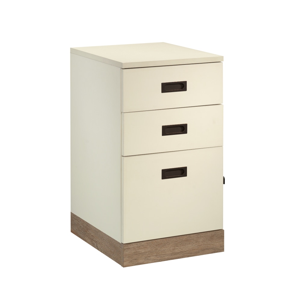 Sauder Dixon City 19inD Vertical 3-Drawer Mobile File Cabinet, Brushed Oak/Pebble White MPN:432890