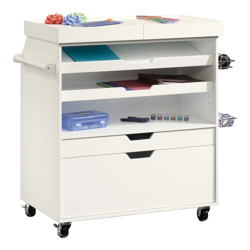 Sauder Craft Pro Mobile Craft Cart, 36inH x 37 1/4inW x 19 1/2inD, Soft White MPN:417047