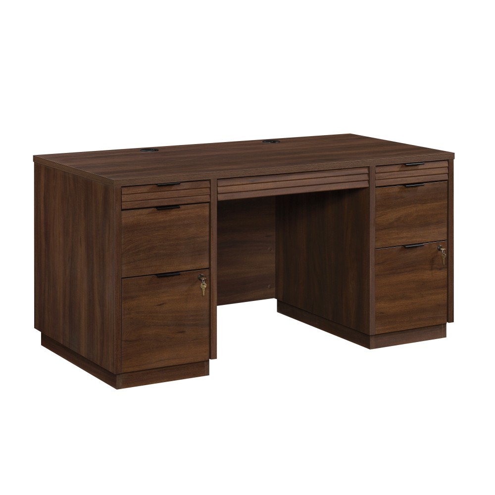 Sauder Palo Alto 60inW Commercial Double-Pedestal Computer Desk, Spiced Mahogany MPN:427792