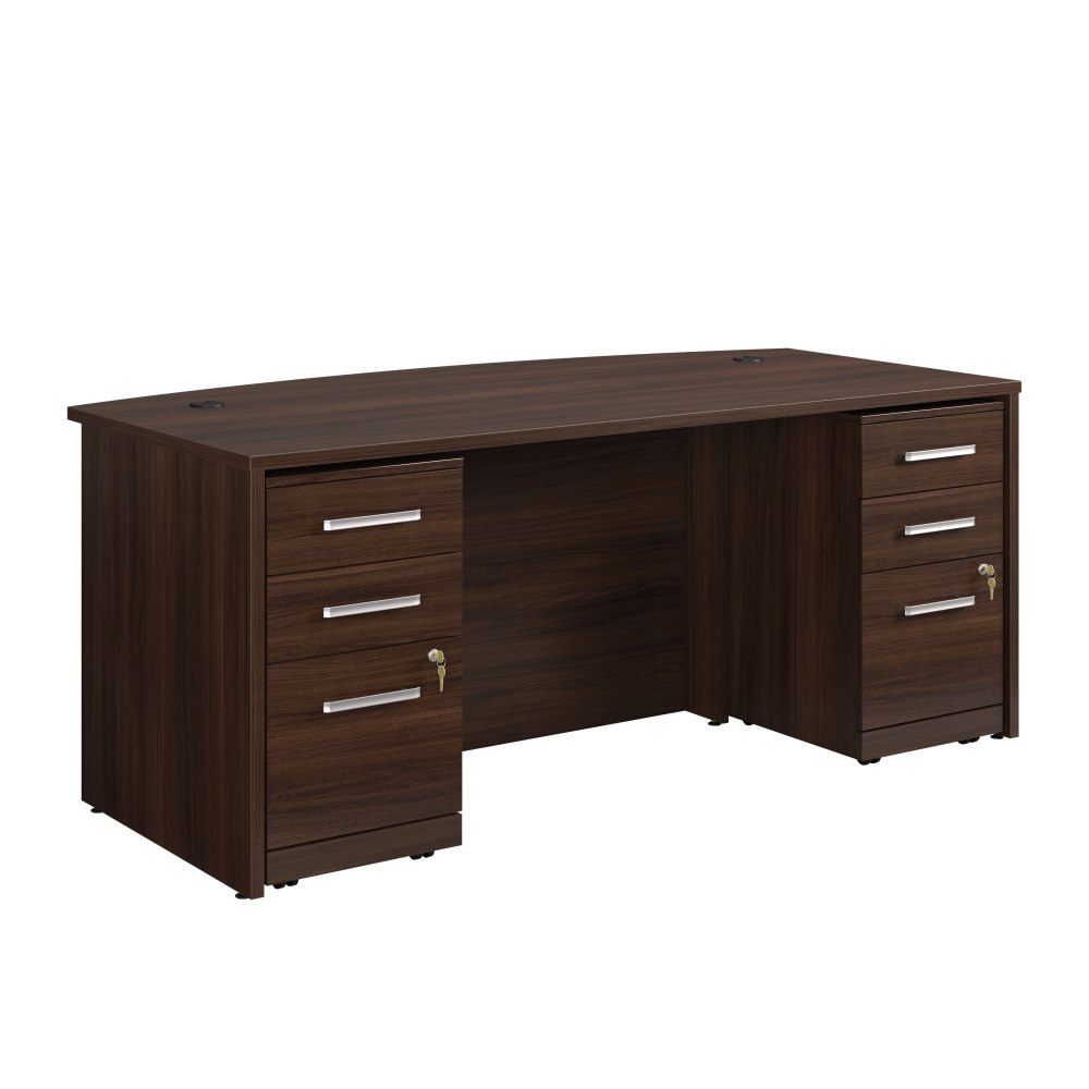 Sauder Affirm 72inW Bowfront Executive Desk With Two 3-Drawer Mobile Pedestal Files, Noble Elm MPN:431530