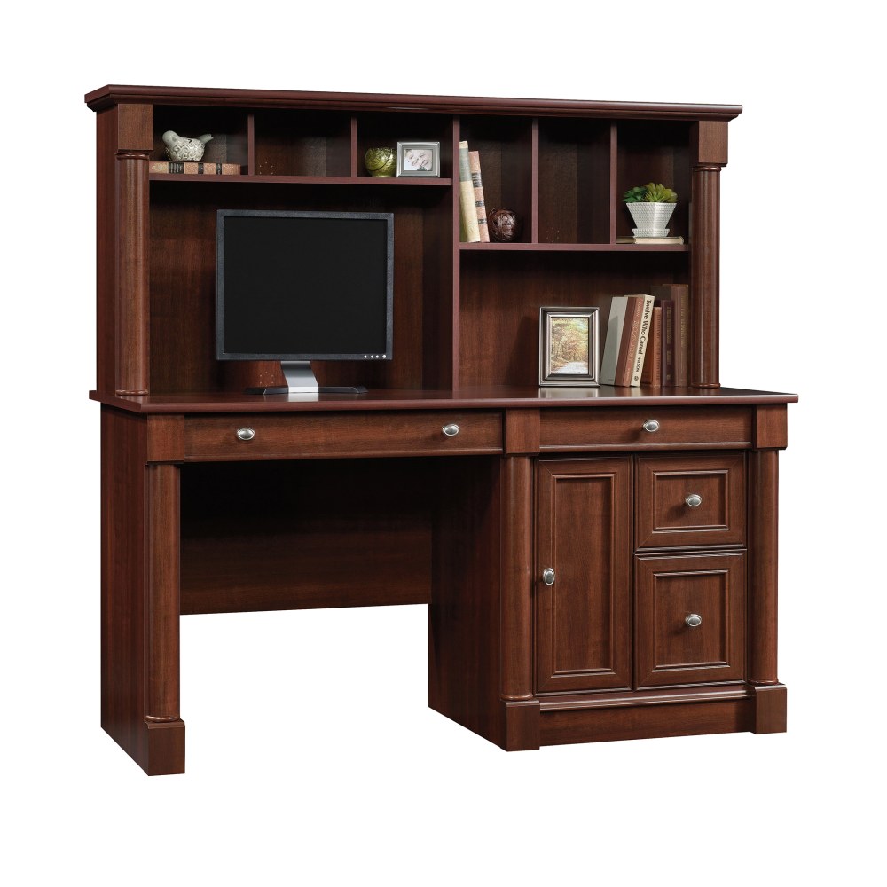 Sauder Palladia 60inW Computer Desk With Hutch, Select Cherry MPN:420513
