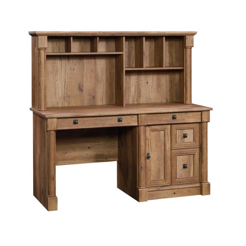 Sauder Palladia 60inW Computer Desk With Hutch, Vintage Oak MPN:420713