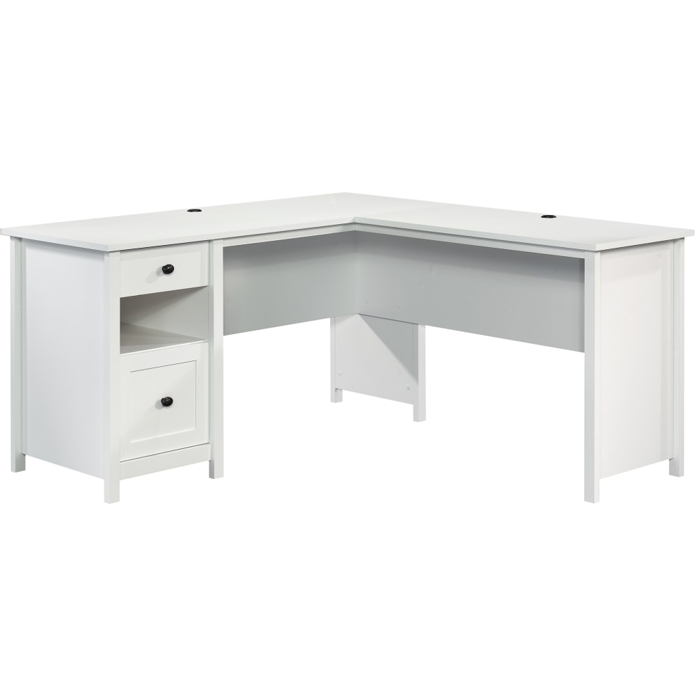 Sauder County Line 61inW L-Shaped Office Computer Desk With File Drawer, Soft White MPN:427718