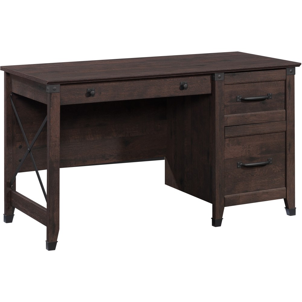 Sauder Carson Forge 54inW Single Pedestal Computer Desk, Coffee Oak MPN:431580