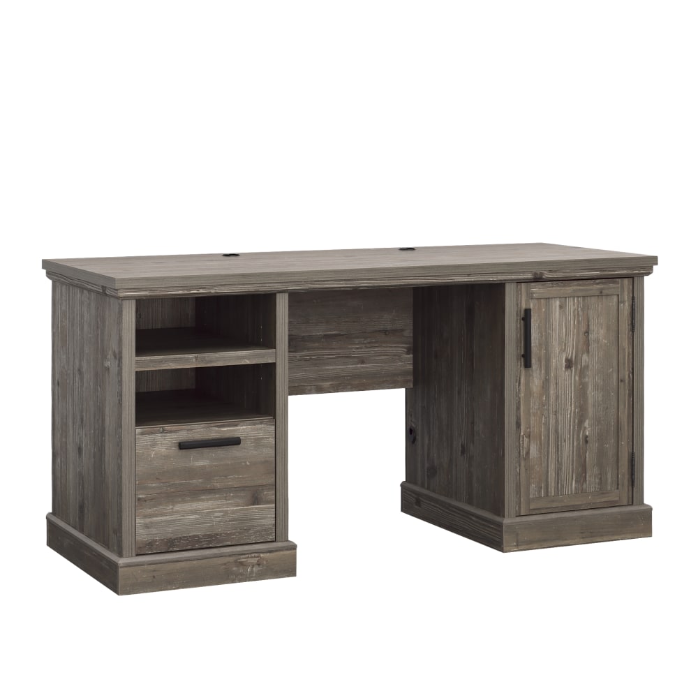 Sauder Aspen Post 59inW Double-Pedestal Computer Desk With Drawer, Pebble Pine MPN:433685