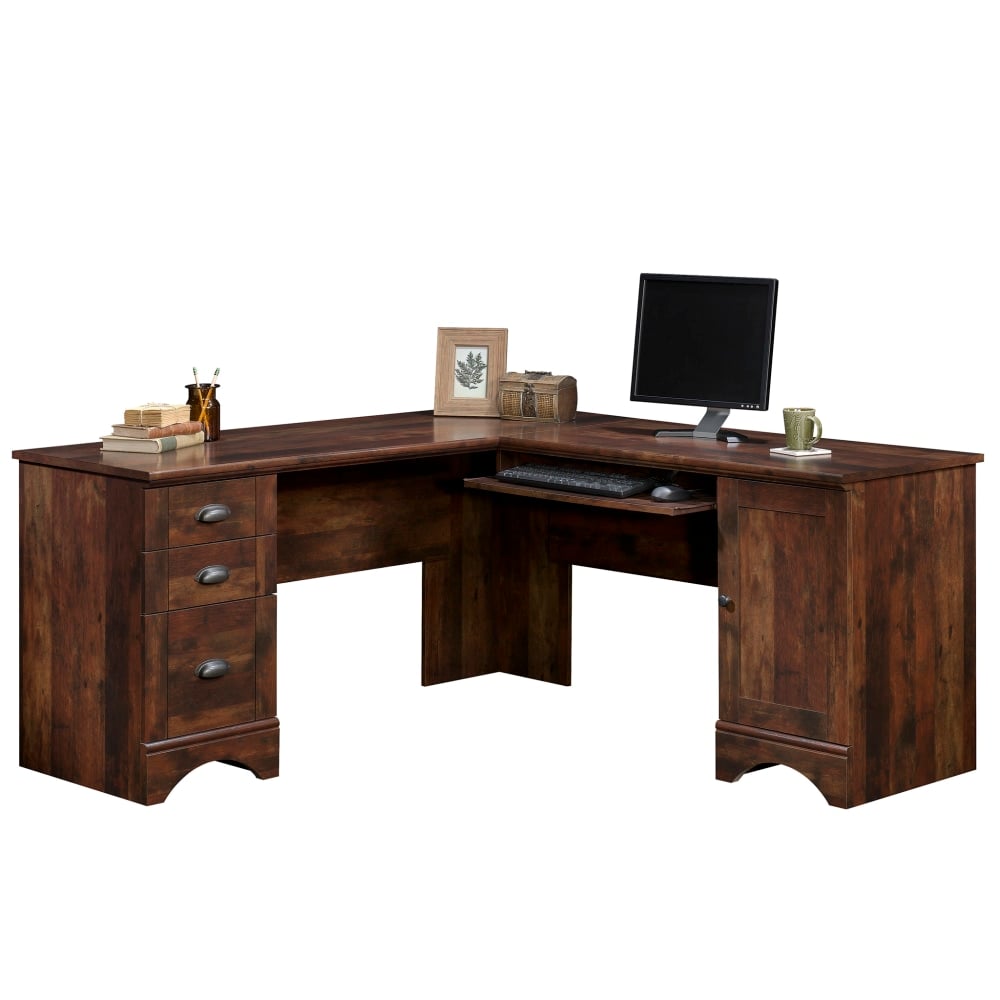 Sauder Harbor View 67inW Corner Desk, Curado Cherry MPN:420474
