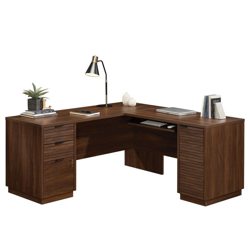 Sauder Englewood 65inW L-Shaped Corner Desk, Spiced Mahogany MPN:426914