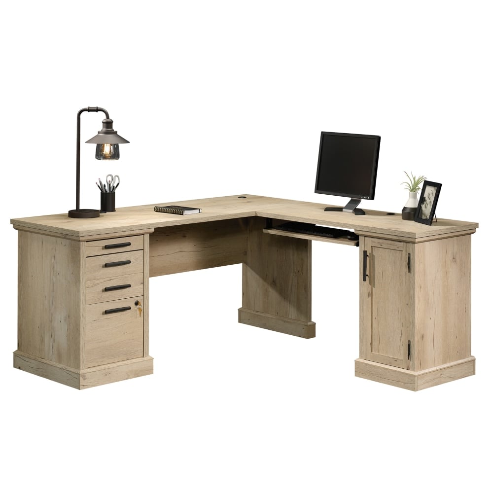 Sauder Aspen Post 65inW L-Shaped Corner Desk, Prime Oak MPN:427163