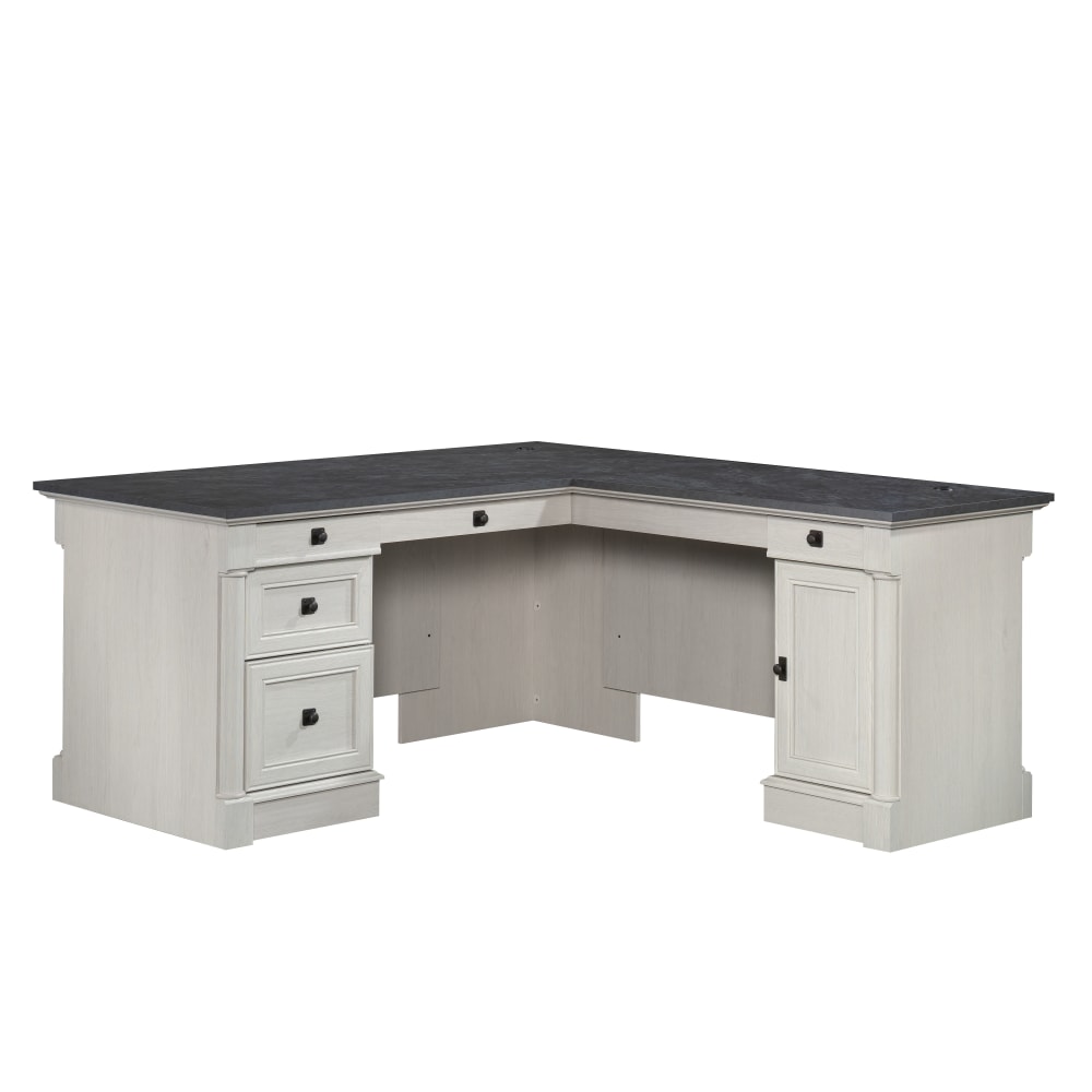 Sauder Palladia 69inW L-Shaped Corner Desk, Glacier Oak MPN:432725