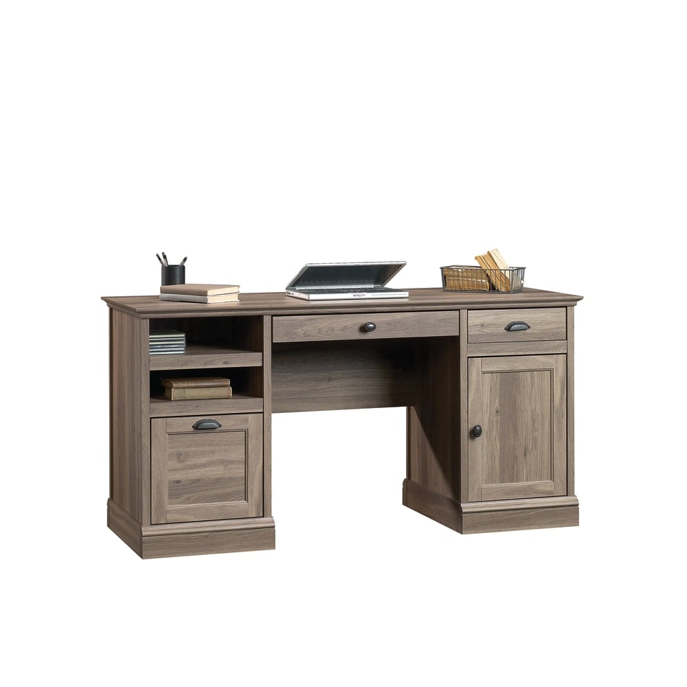 Sauder Barrister Lane 59inW Executive Computer Desk, Salt Oak MPN:418299