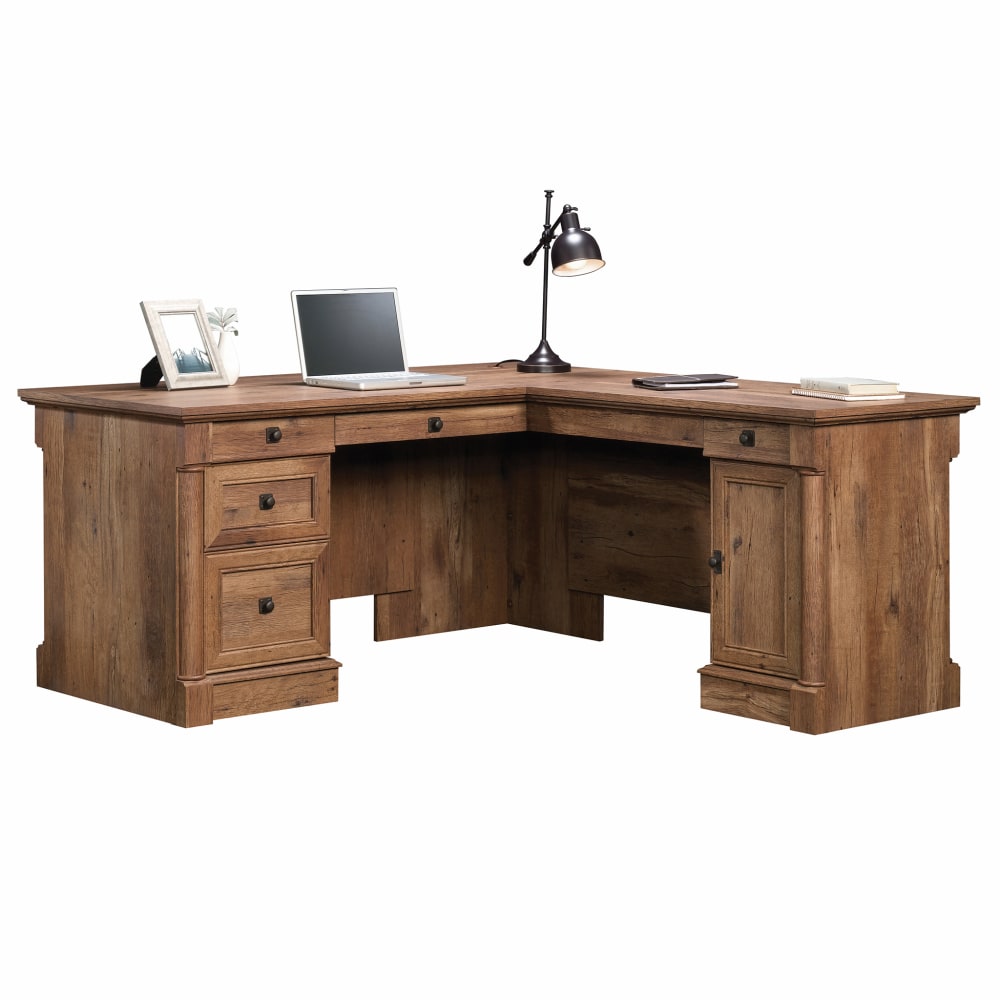 Sauder Palladia 66inW L-Shaped Corner Desk, Vintage Oak MPN:420606