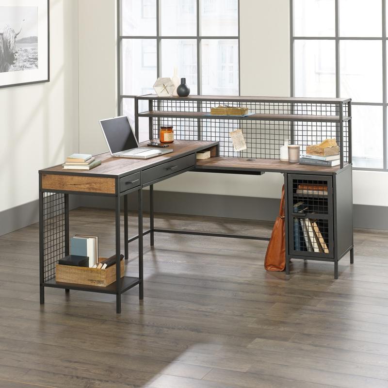 Sauder Boulevard Cafe 61inW L-Shaped Computer Desk, Vintage Oak MPN:420650