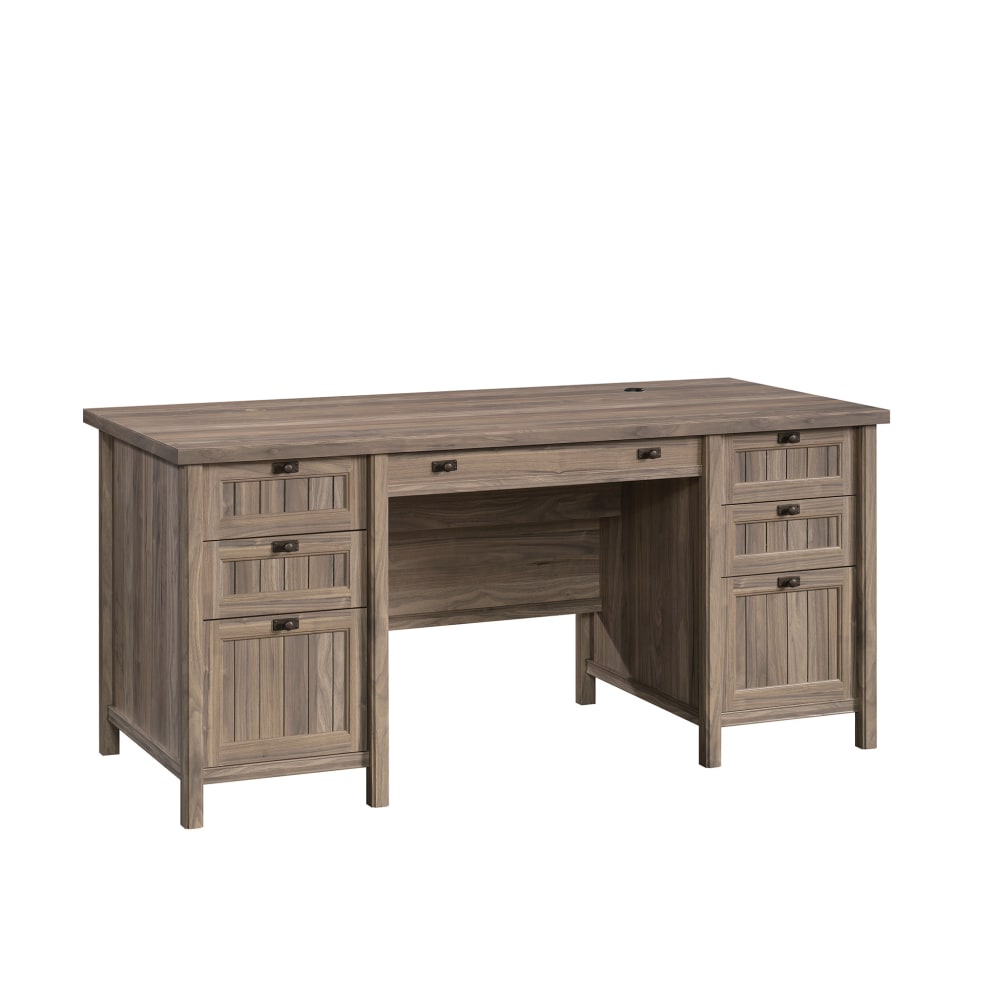 Sauder Costa 66inW Executive Computer Desk, Washed Walnut MPN:428729