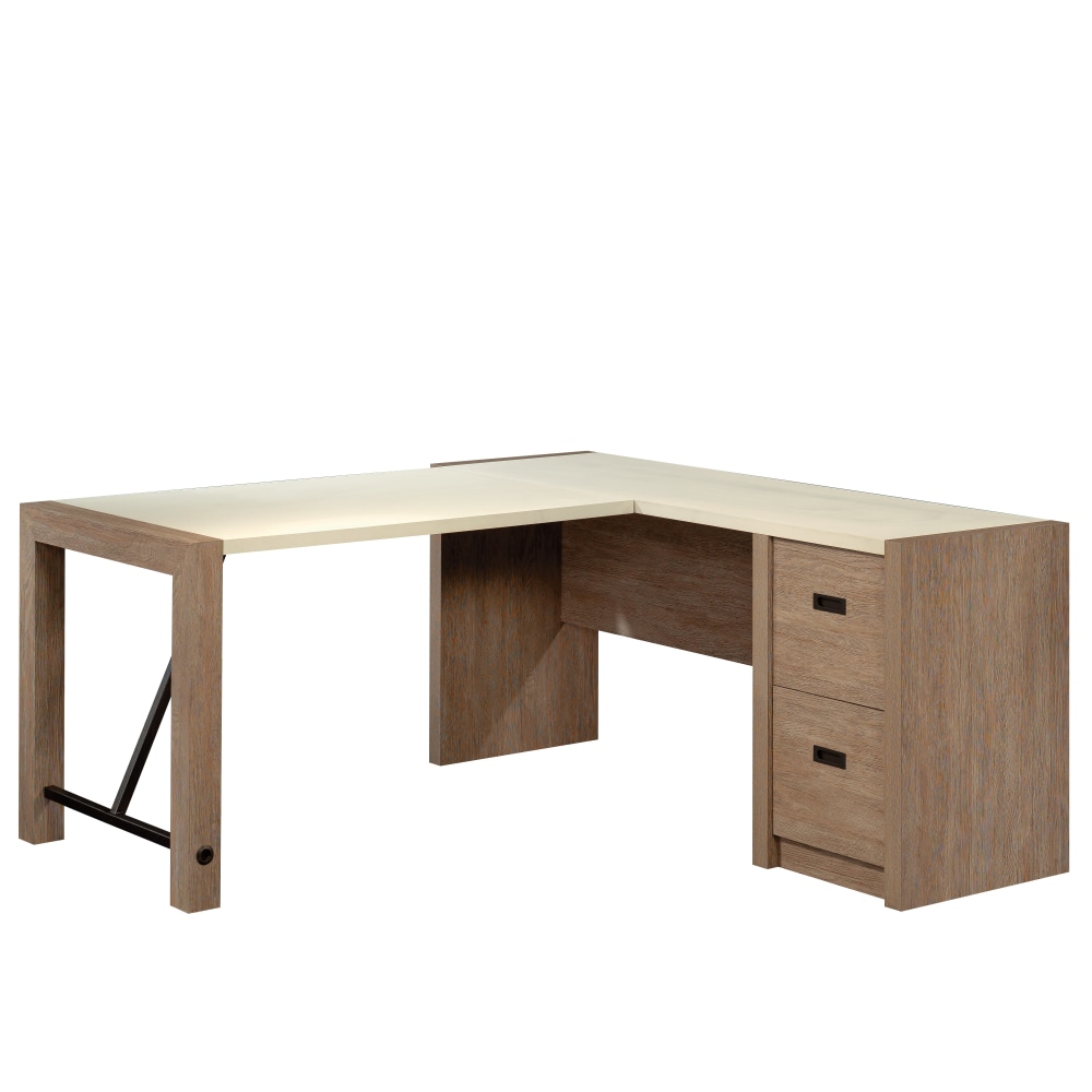 Sauder Dixon City 66inW L-Shaped Computer Desk With Drawers, Brushed Oak/Pebble White MPN:432896
