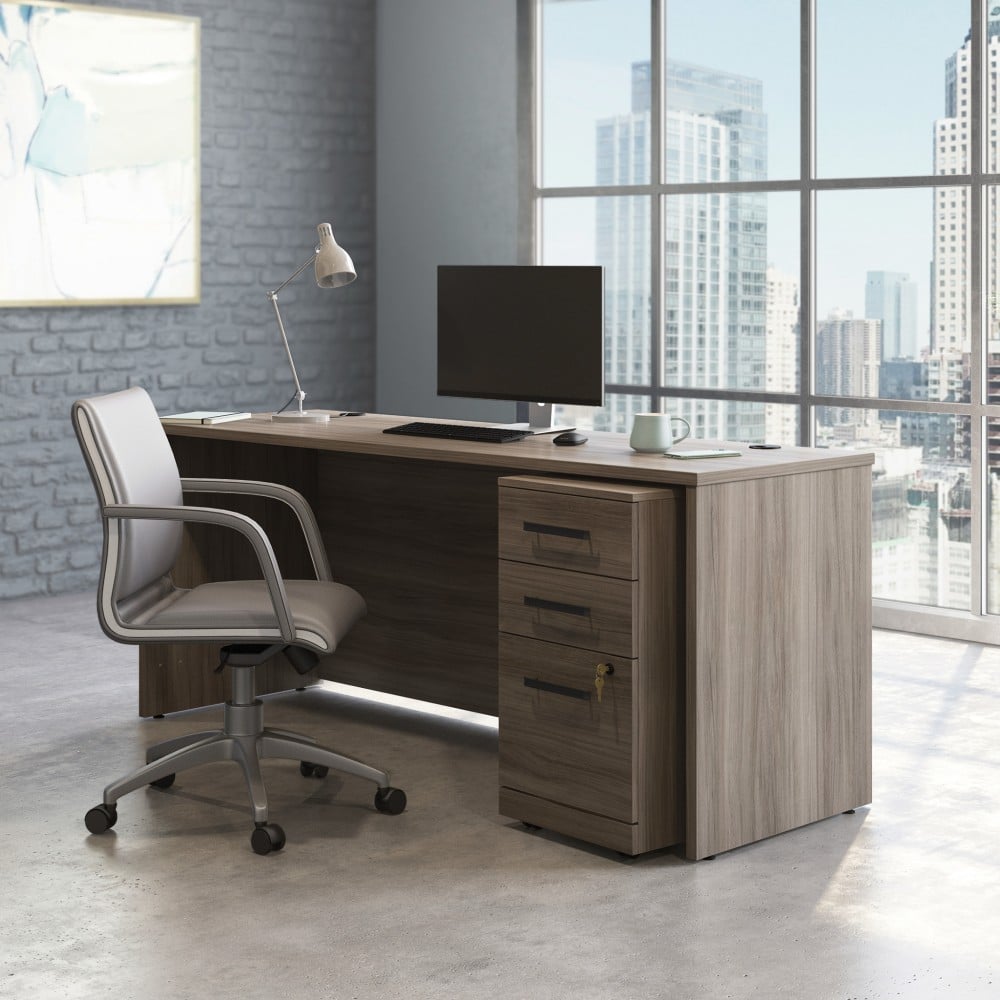 Sauder Affirm 72inW Commercial Desk With 3-Drawer Pedestal File, 29-1/4inH x 71-1/8inW x 23-1/2inD, Hudson Elm MPN:431494