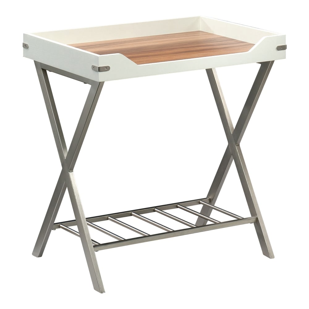 Sauder Vista Key Tray-Style Side Table, 23-13/16inH x 22-1/2inW x 16-1/2inD, Pearl Oak/Blaze Acacia MPN:424180