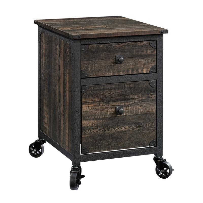 Sauder Metal River 24inD Vertical Mobile Pedestal File Cabinet, Carbon Oak MPN:423974