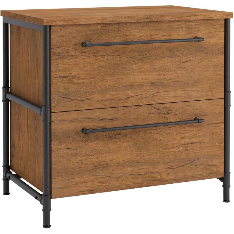 Sauder Iron City 31inW x 20inD Lateral 2-Drawer File Cabinet, Checked Oak MPN:427135