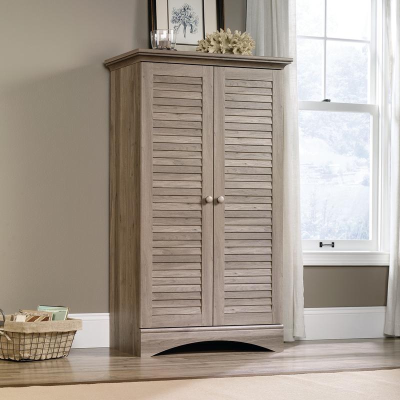 Sauder Harbor View Storage Cabinet, 4-Shelf, Salt Oak MPN:416825