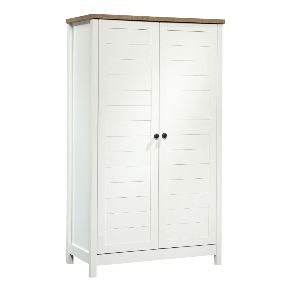 Sauder Cottage Road 61inH Traditional Style Storage Cabinet, Soft White/Lintel Oak MPN:423509