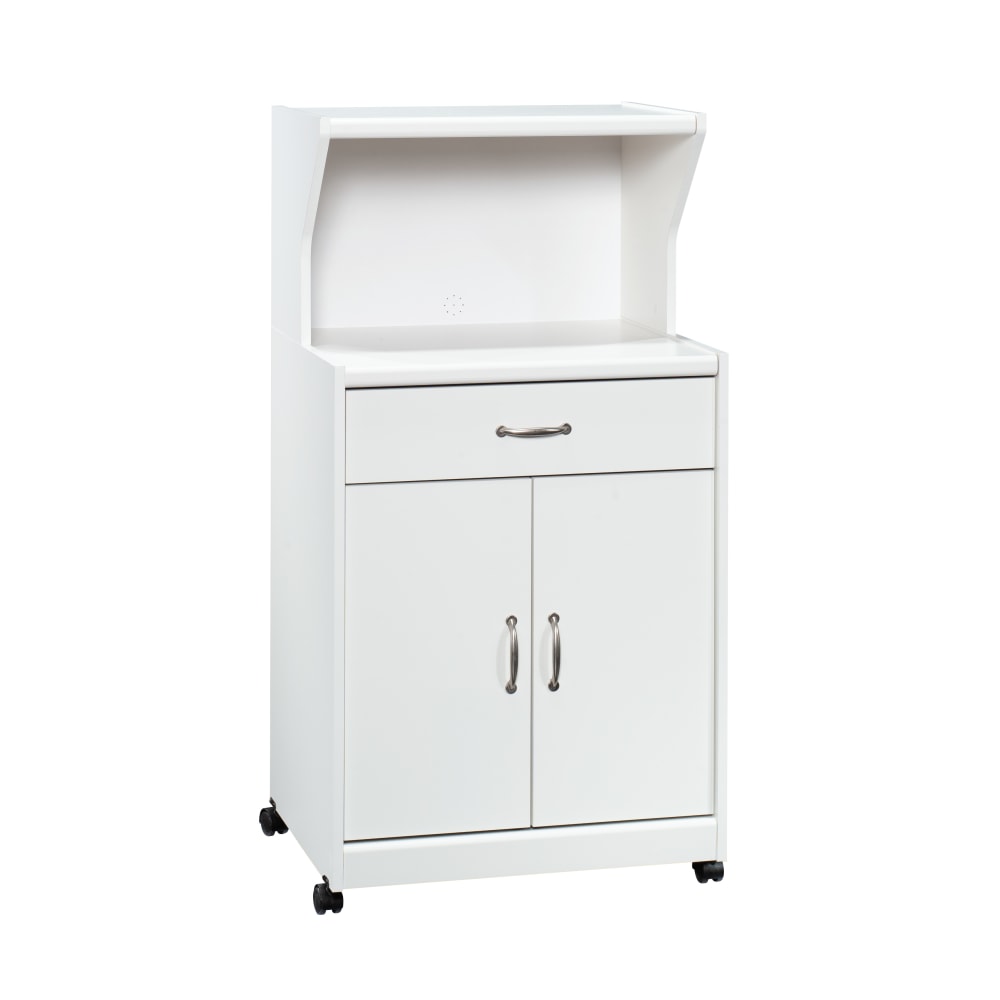 Sauder 25inW Storage, Microwave And Kitchen Cart, Glacier White MPN:431245