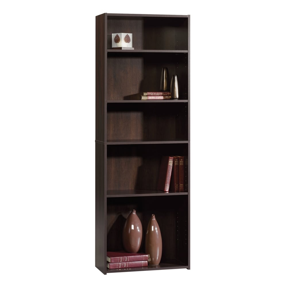 Sauder Beginnings 71 3/16inH 5-Shelf Transitional Bookcase, Red/Dark Finish, Standard Delivery MPN:409090