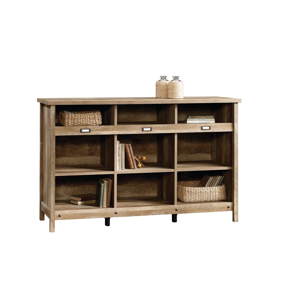 Sauder Adept 37inH Storage 9-Shelf Bookcase Credenza, Craftsman Oak MPN:418344