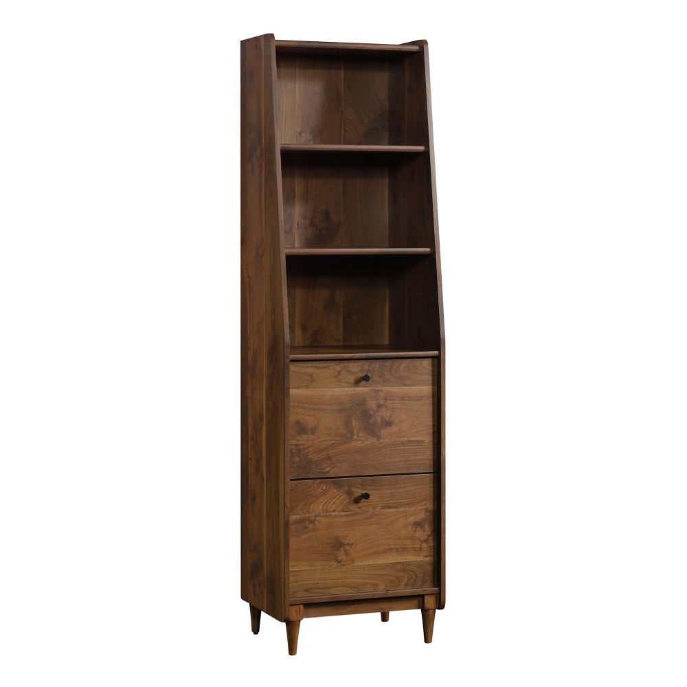 Sauder Harvey Park 71inH Narrow 3-Shelf Bookcase With File, Grand Walnut MPN:420283