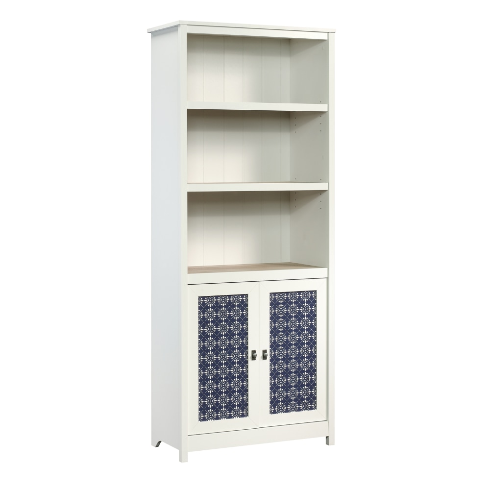 Sauder Cottage Road 72inH 5-Shelf Library With Doors, Soft White/Lintel Oak MPN:424153