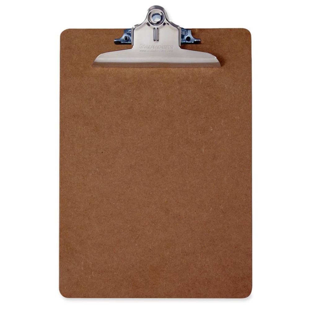 Saunders Brown Hardboard Clipboards - 1in Clip Capacity - 8 1/2in x 11in - Spring Clip - Standard - Hardboard - Brown - 1 Each (Min Order Qty 21) MPN:5612