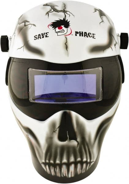 Welding Helmet: Black, White & Gray, Nylon, Shade 3 to 10, Non-Adjustable Adjustment MPN:3010066