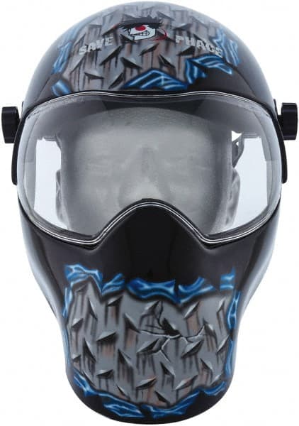 Welding Helmet: Gray, Black & Blue, Nylon, Non-Adjustable Adjustment MPN:3010738