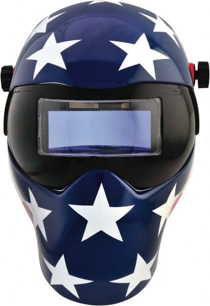 Welding Helmet: Red White & Blue, Nylon, Shade 4 & 9 to 13 MPN:3012480