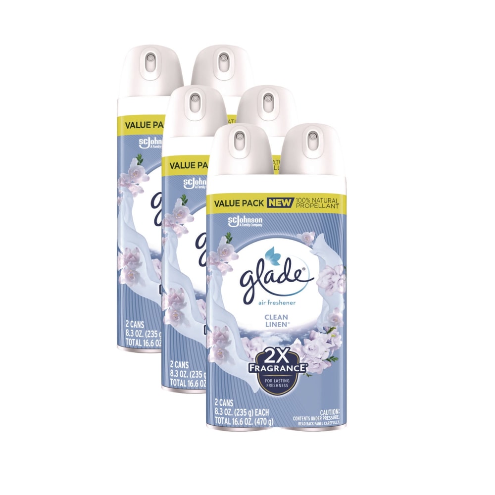 Glade Air Freshener, Clean Linen Scent, 8.3 oz, 2/Pack, 3Packs/Carton MPN:377363