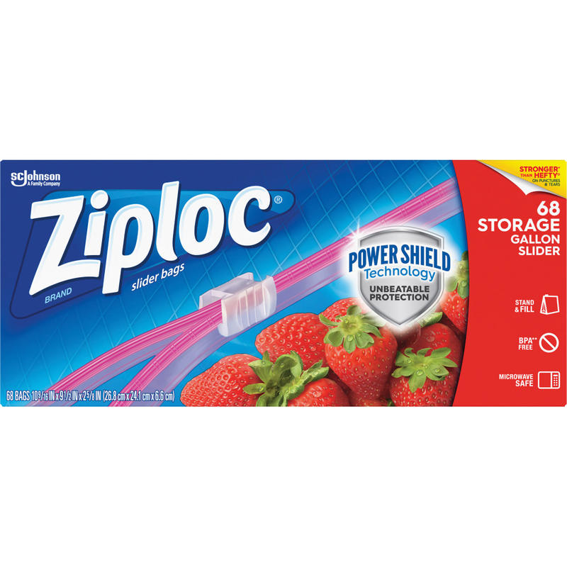 Ziploc Gallon Storage Slider Bags, Blue, Pack Of 68 Bags MPN:316489