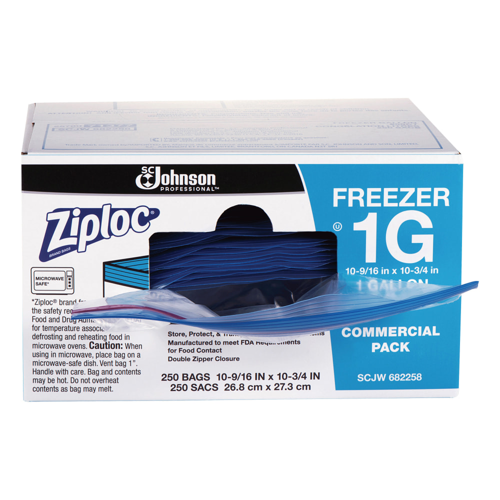 Ziploc Freezer And Storage Bags, 1 Gallon, Box Of 250 Bags MPN:364937